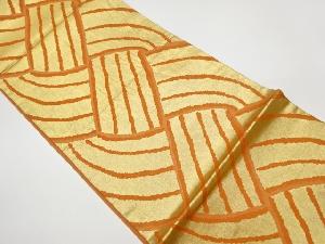 リサイクル　川島織物製　抽象模様織出し開き名古屋帯（額縁仕立て）